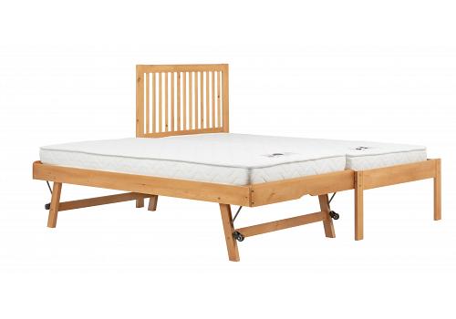 Buckland Honey pine overnighter trundle pullout,roll out guest bed wood bed frame set 1